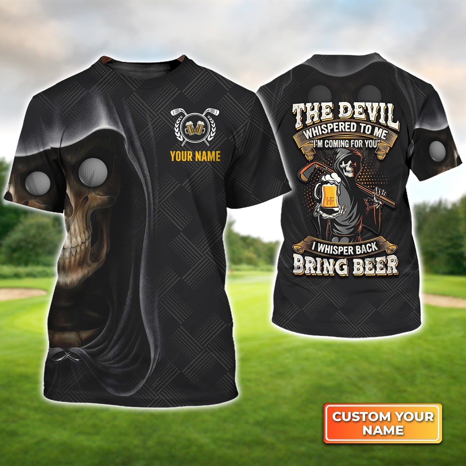 Golf I Whisper Back Bring Beer - Personalized Name 3D Tshirt Gift For Golfer
