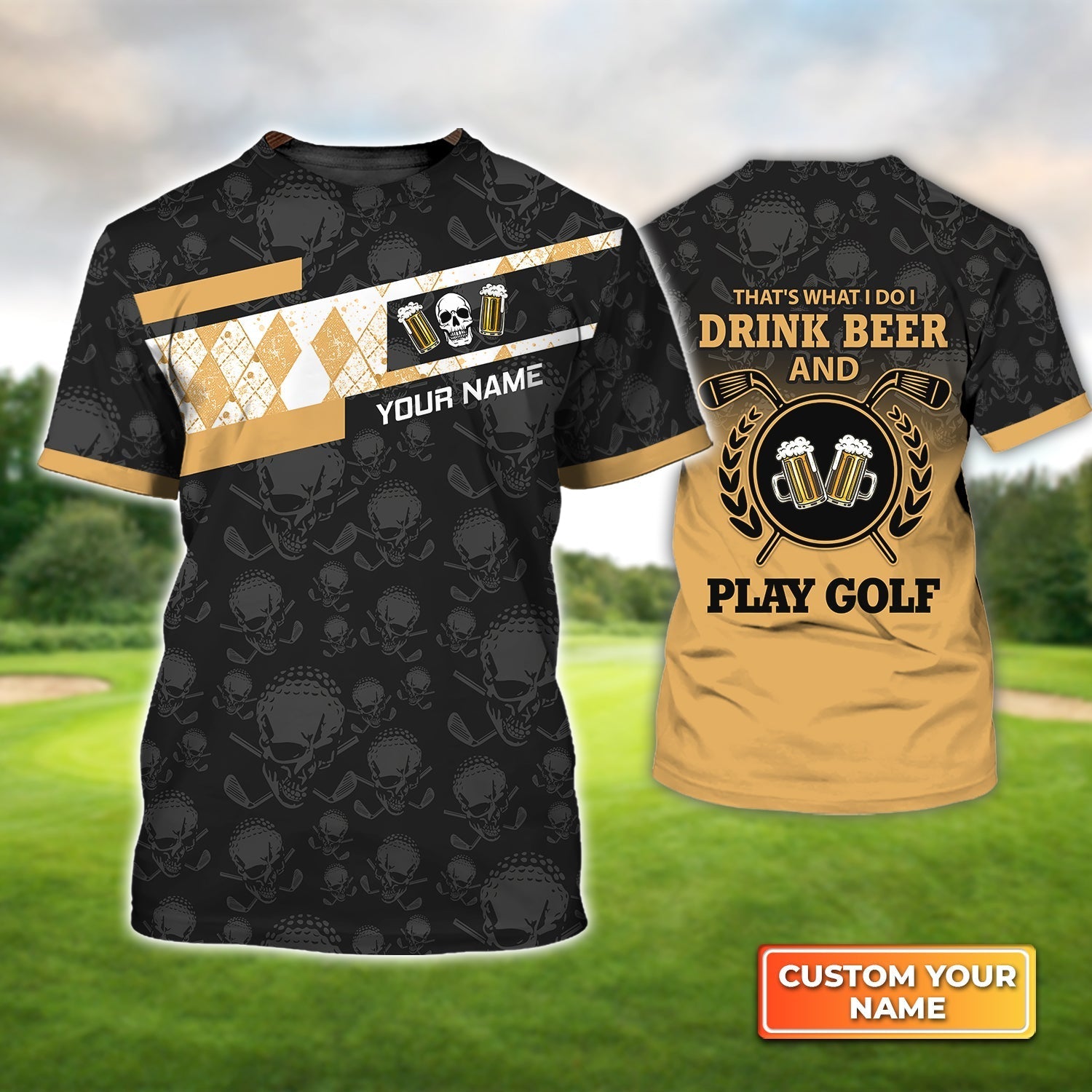 I Drink Beer And Play Golf - Personalized Name 3D Tshirt Gift For Golfer