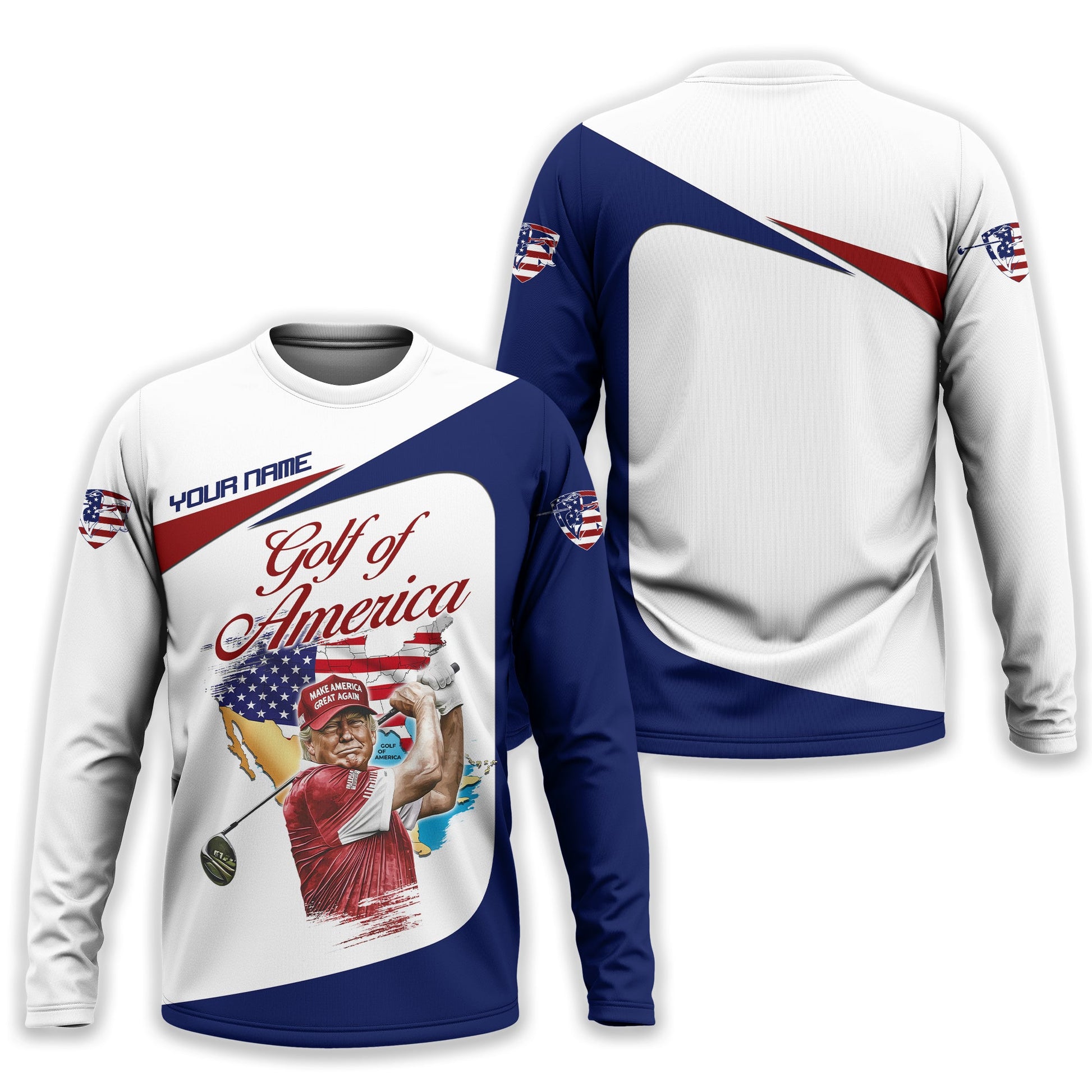 Trump Golf Of America Custom Men's Golf Polo Shirt, Golfing Apparel, Gift For Golfers, US 250th Anniversary Golf Shirt