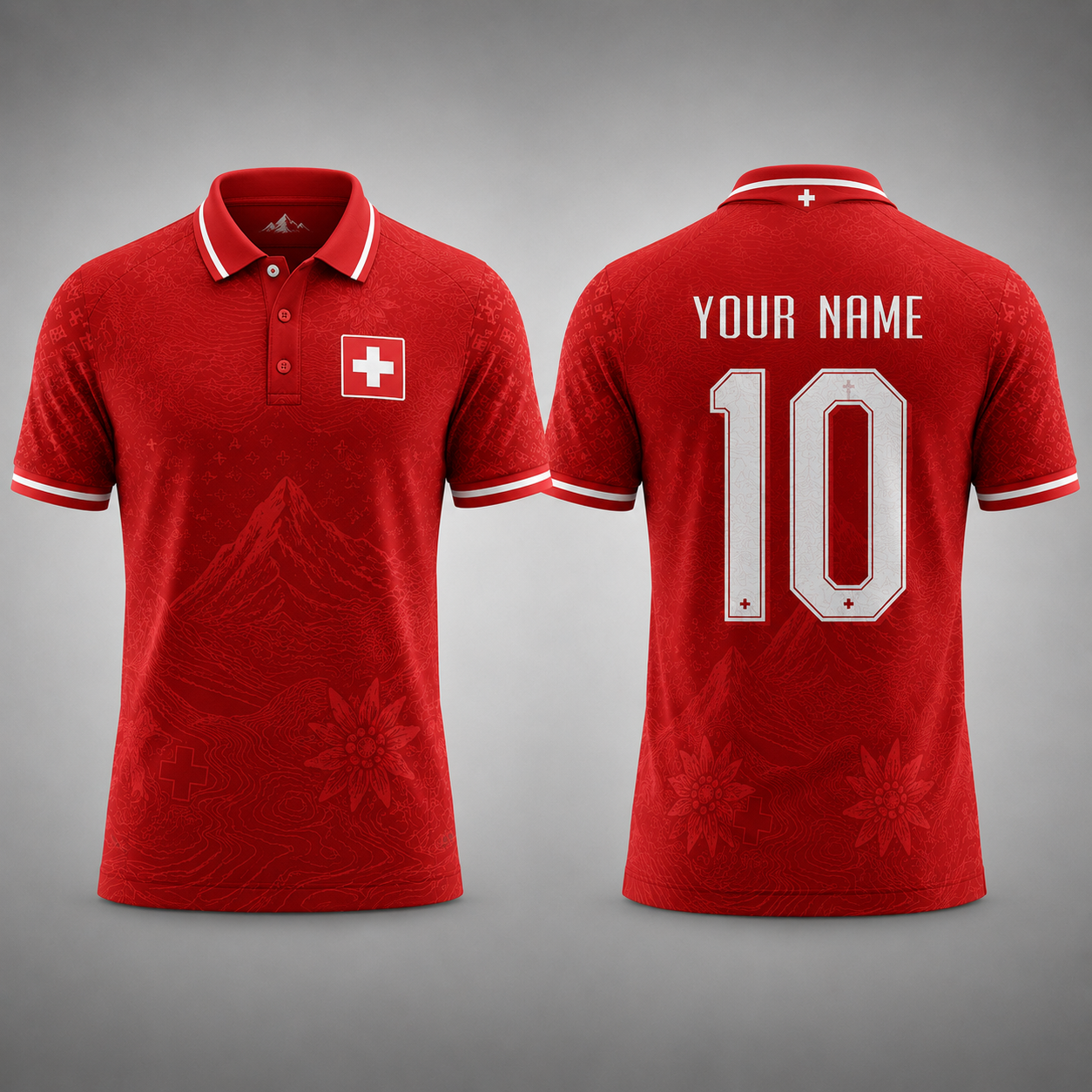 Switzerland Fooball Shirt, Swiss Alps V-Neck For Men Football Lover, Soccer Fan Father's Day Presents