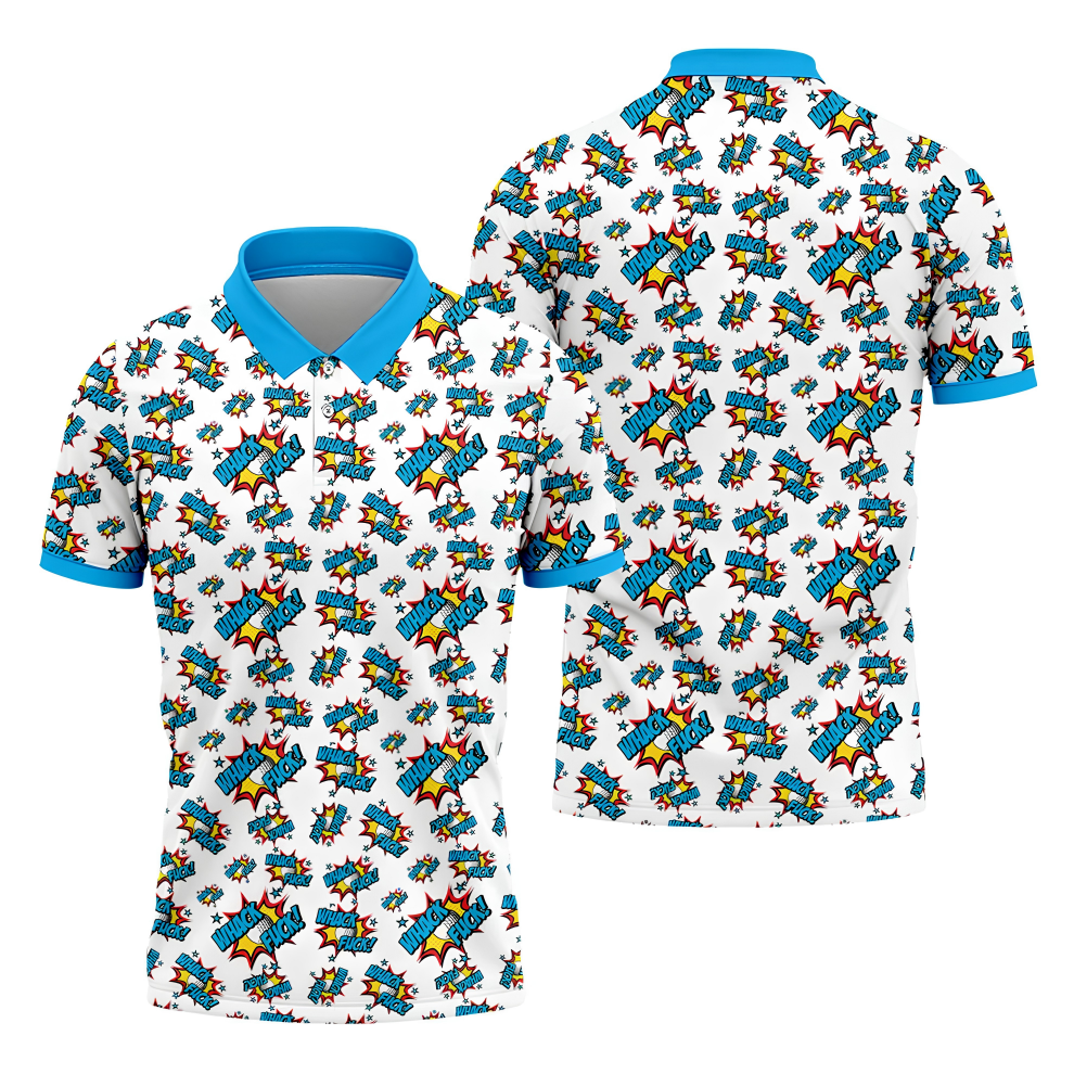 Funny Whack F*ck Comic Golf Ball Polo Shirt, Mens Golf Shirts, Golf Apparel For Men