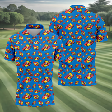 Whack F*ck Comic Golf Ball Blue Polo Shirt, Funny Golf Shirt, Golf Shirts For Men