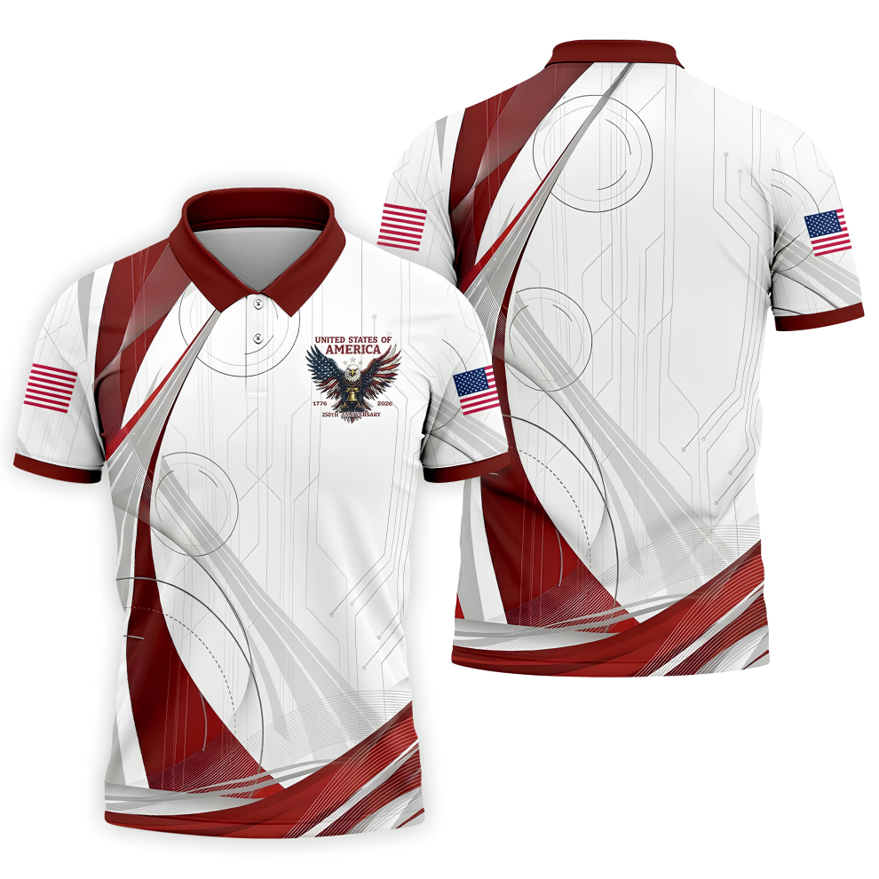 Vintage America 250 Eagle Golf Polo Shirt, Golf Shirts For Men, Mens Golf Polo
