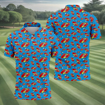 Funny Whack F*ck Comic Golf Ball Blue Polo Shirt, Mens Golf Polo, Golf Apparel For Men