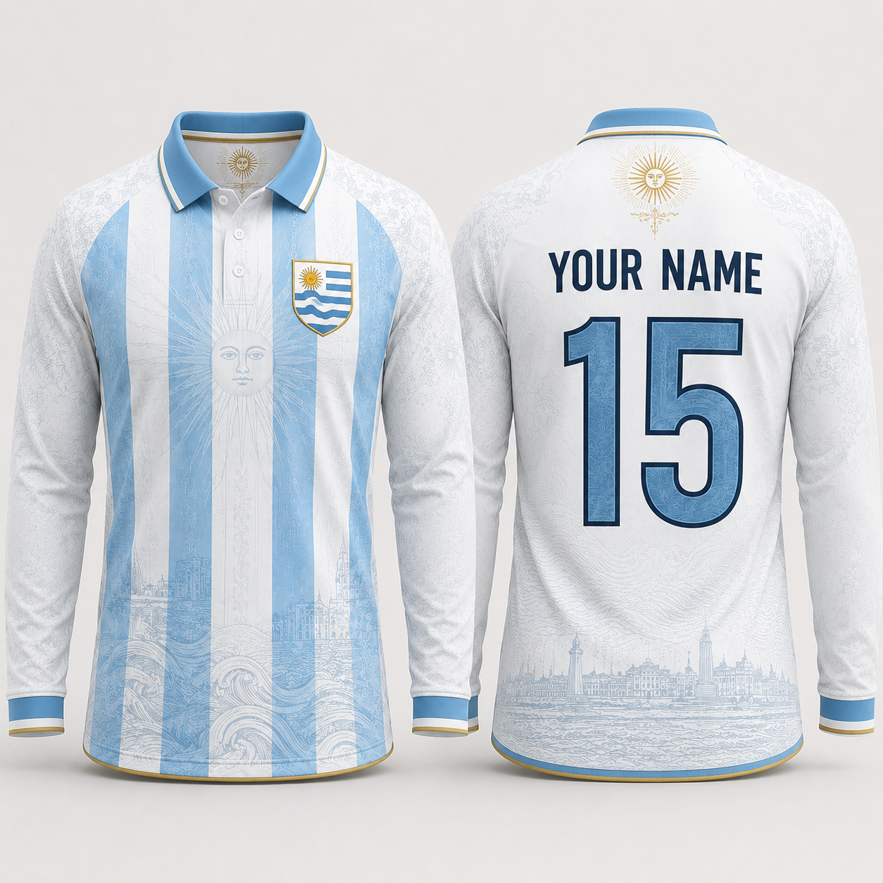 Uruguay Flag Sol de Mayo Fooball Shirt, V-Neck For Men Football Lover, Soccer Fan Football Gifts