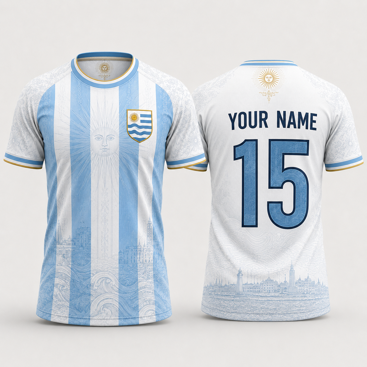 Uruguay Flag Sol de Mayo Fooball Shirt, V-Neck For Men Football Lover, Soccer Fan Football Gifts