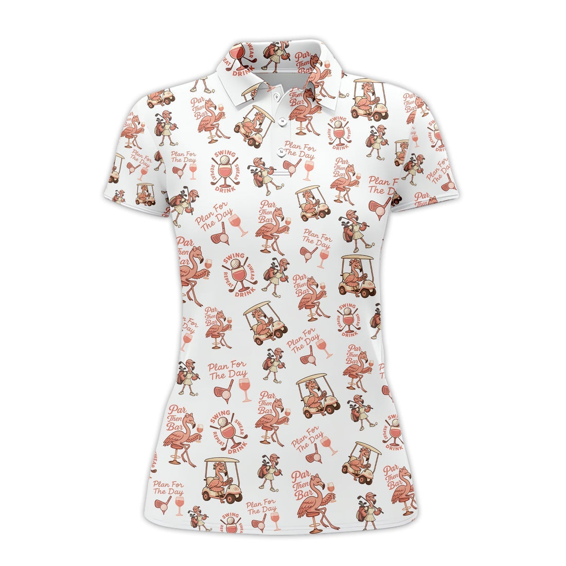 Flamingo Golf Shirt For Golfers, Funny Womens Golf Polos, Pattern Ladies Golf Shirt