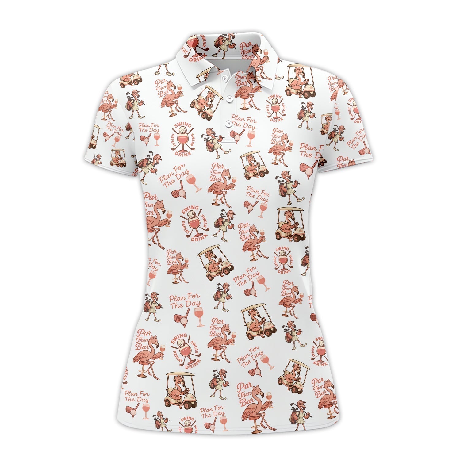 Flamingo Golf Shirt For Golfers, Funny Womens Golf Polos, Pattern Ladies Golf Shirt