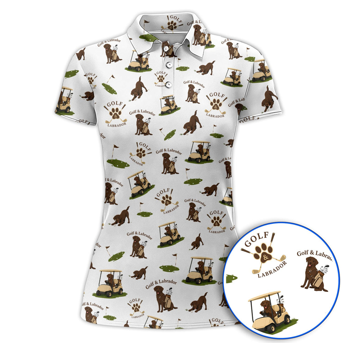 Labrador Pattern Golf Polos , Funny Dog  Golf Shirt, Crazy Golf Gift For Golfer