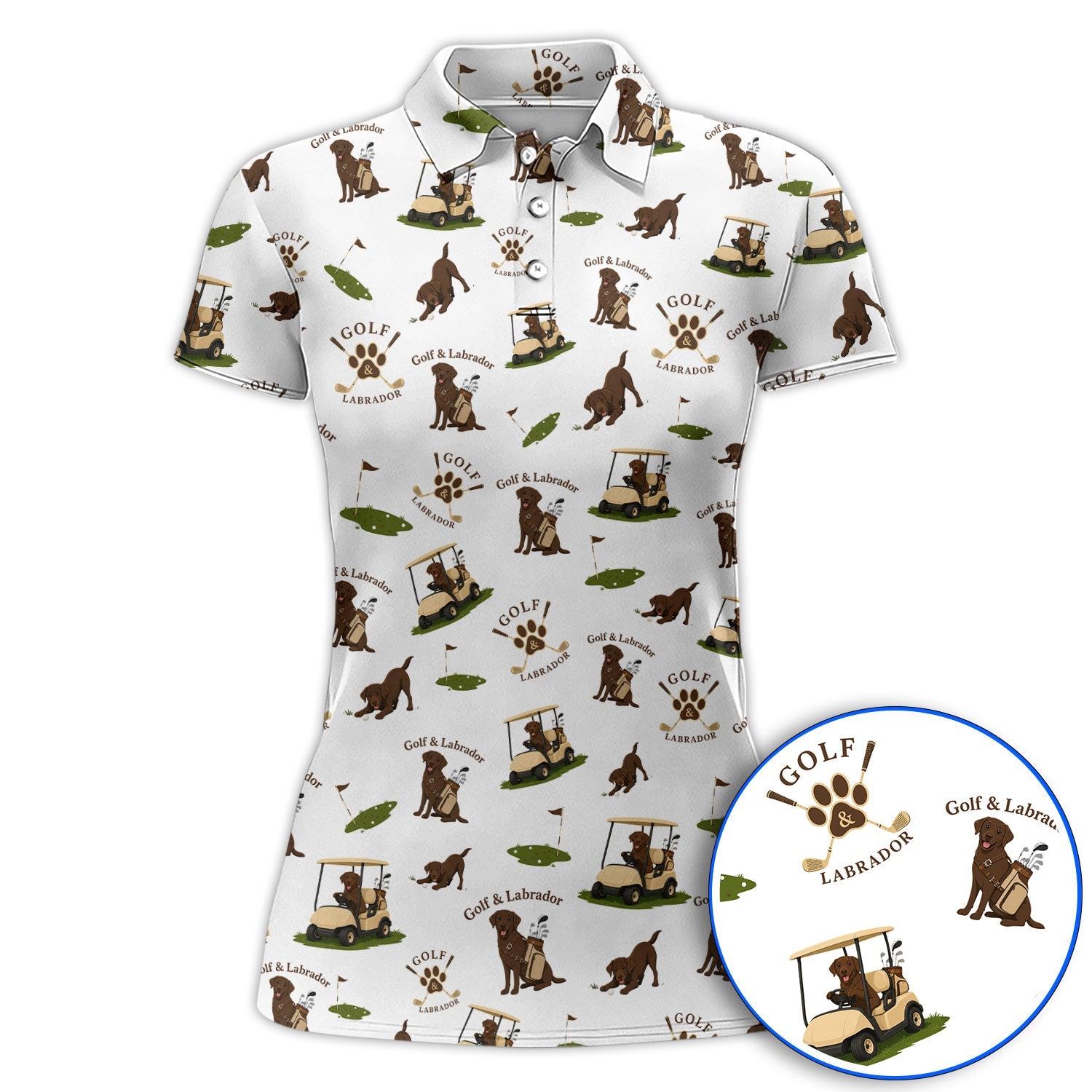 Labrador Pattern Golf Polos , Funny Dog  Golf Shirt, Crazy Golf Gift For Golfer