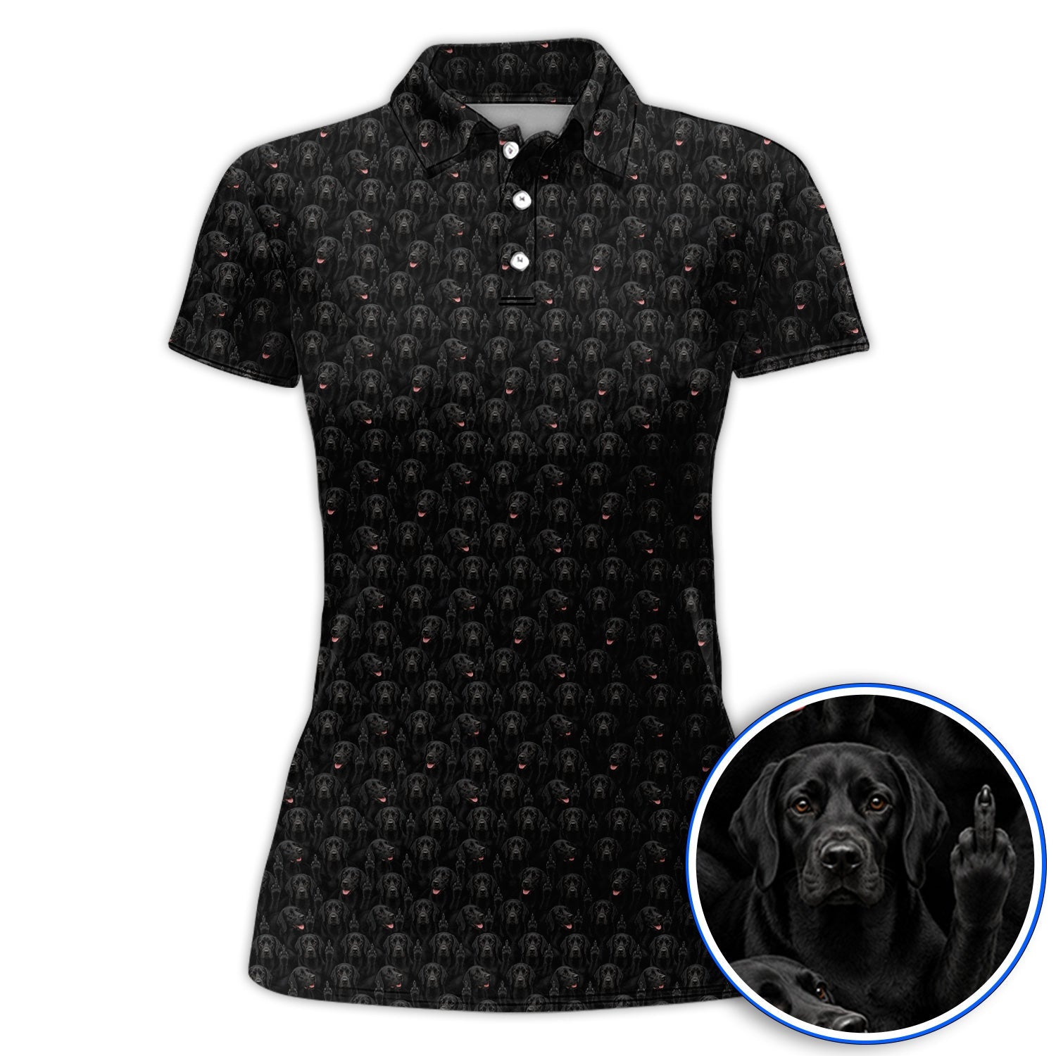 Black Labrador Middle Finger Golf Shirt, Funny Pattern Golf Shirt, Dog Lover Golf Gift