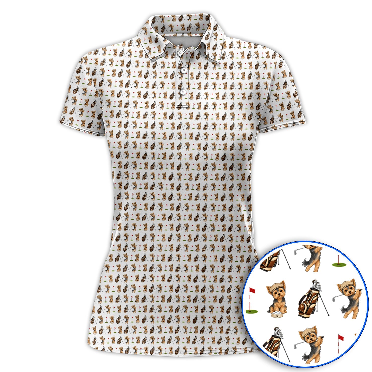 Yorkshire Terrier Golf Shirt, Cute Yorkie Pattern Golf Polos, Gift for Golf Lovers