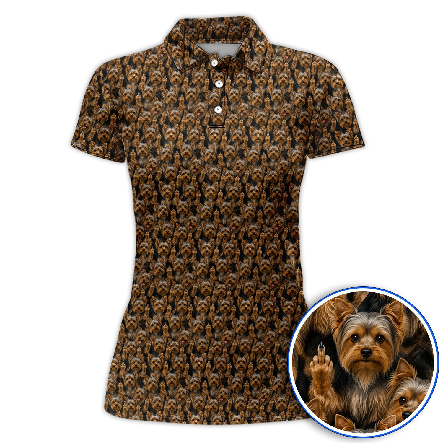Yorkshire Terrier Golf Polos, Funny Yorkie Pattern Golf Shirt, Golf Gift For Dog Lovers