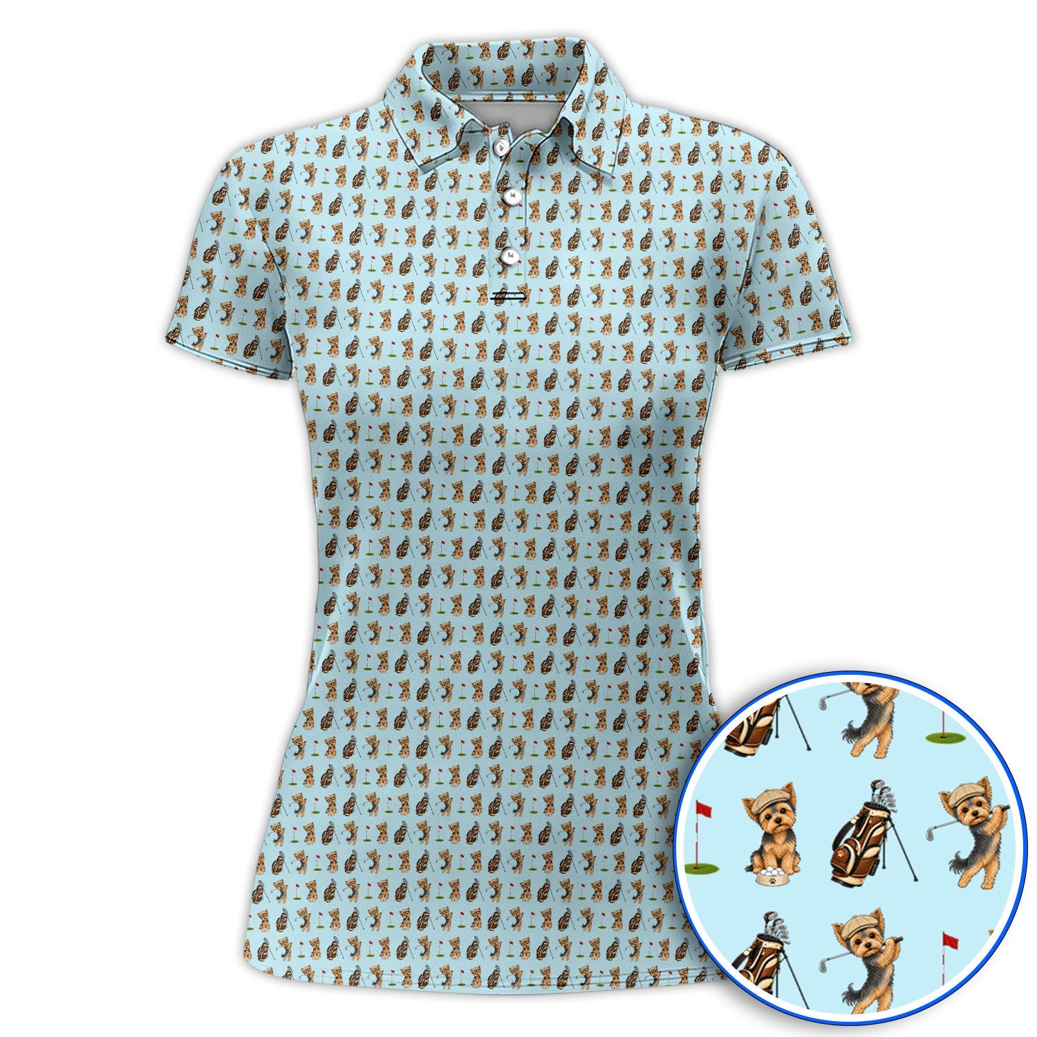 Yorkshire Terrier Golf Shirt, Cute Yorkie Pattern Golf Polos, Gift for Golf Lovers