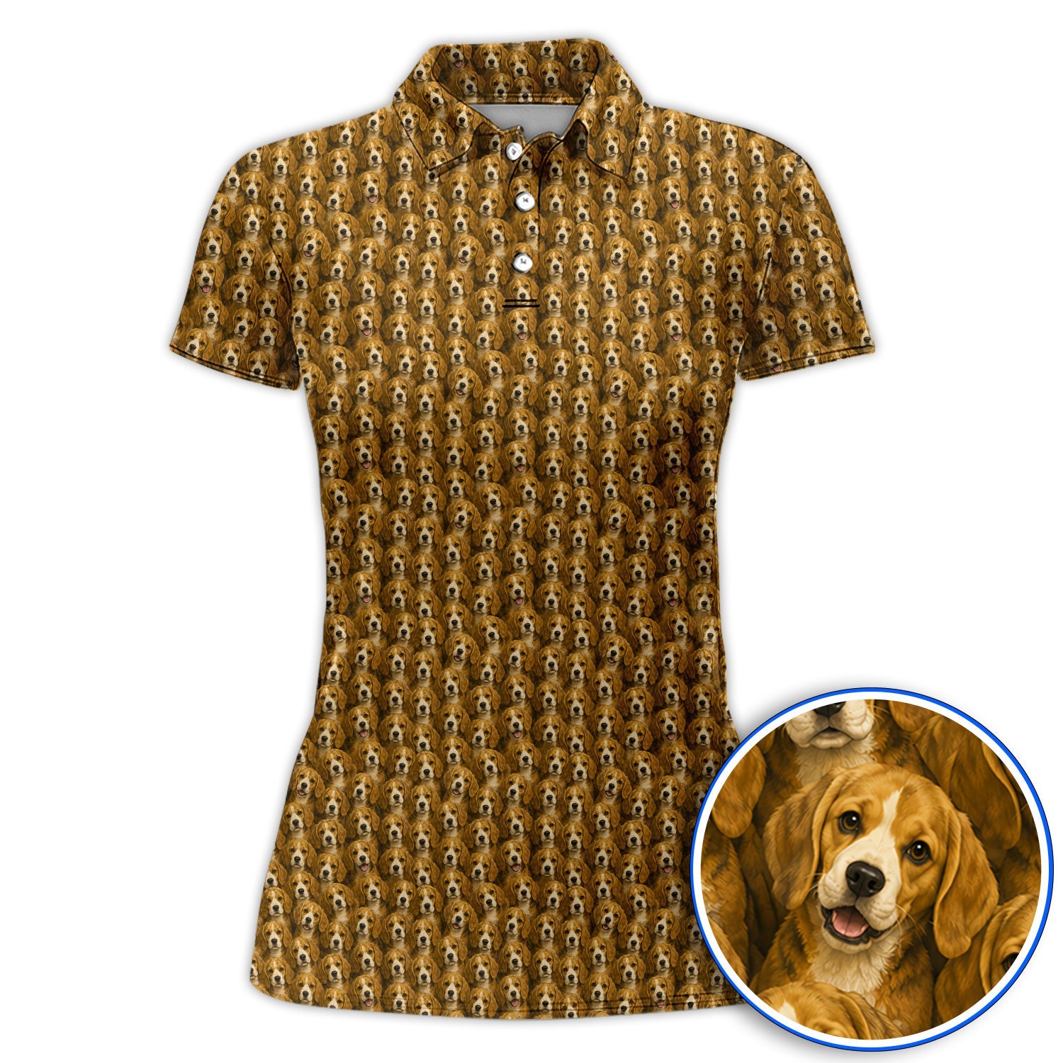 Beagle Pattern Golf Shirt, Beagle Dog Golf Polos, Funny Golf Gift For Golfer