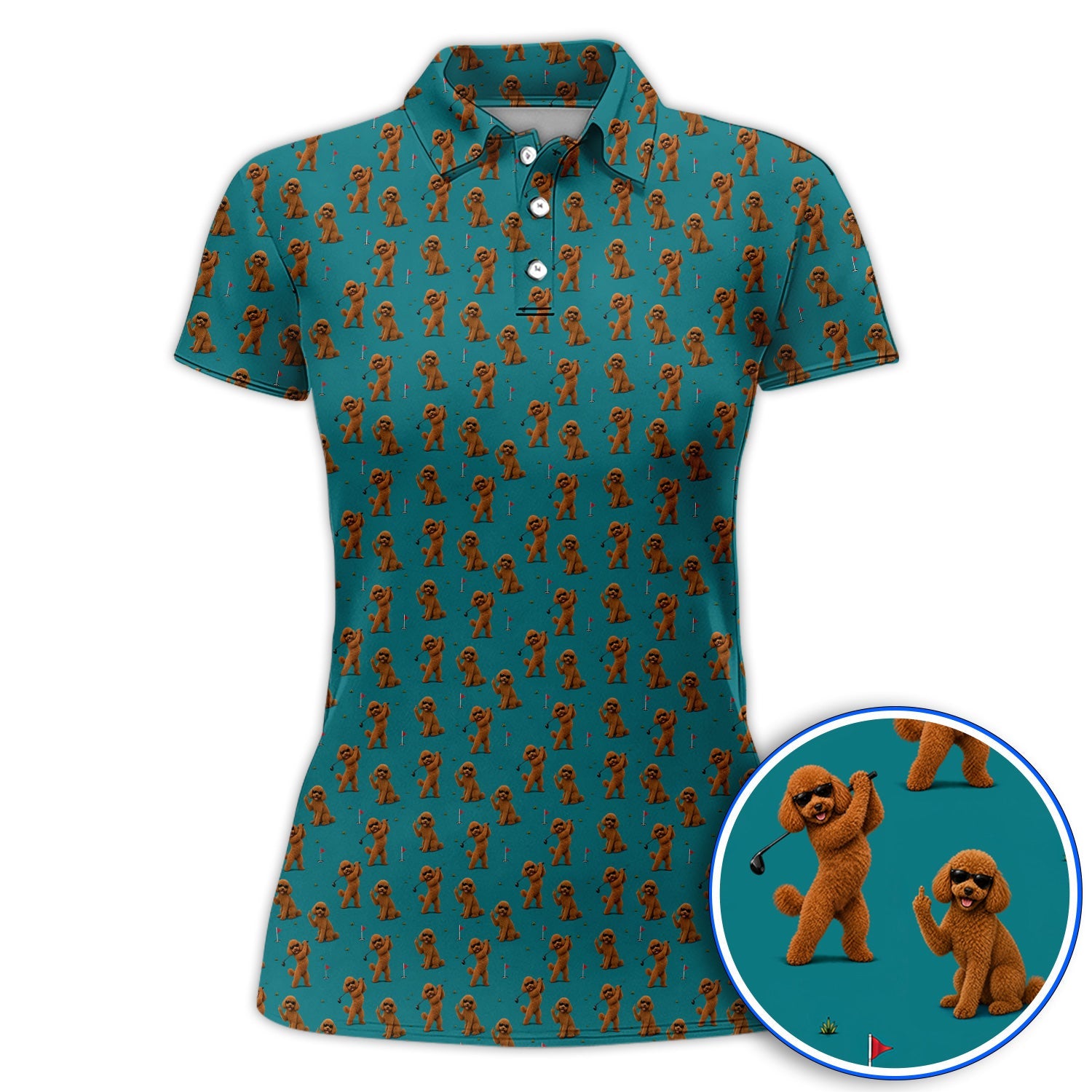 Funny Poodle Pattern Golf Polos, Cool Poodle Dog Golf Shirt, Perfect Golf Gift For Golfer