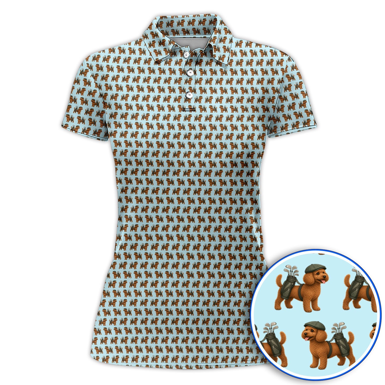 Funny Dog Pattern Golf Shirt, Poodle Golf Polos, Golf Gift For Golfer