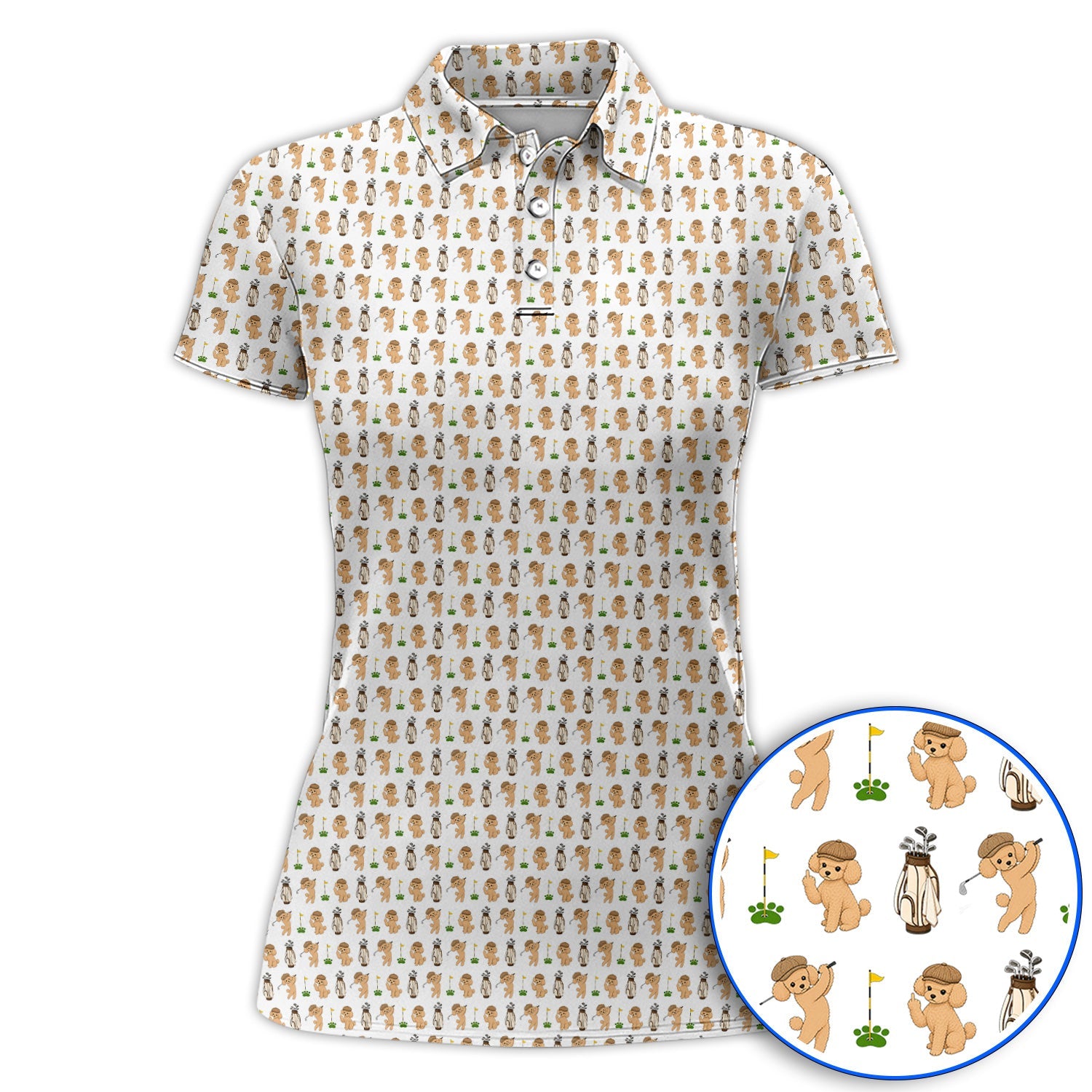 Toy Poodle Pattern Golf Polos, Funny Poodle Golf Polos, Golf Gift For Dog Lover