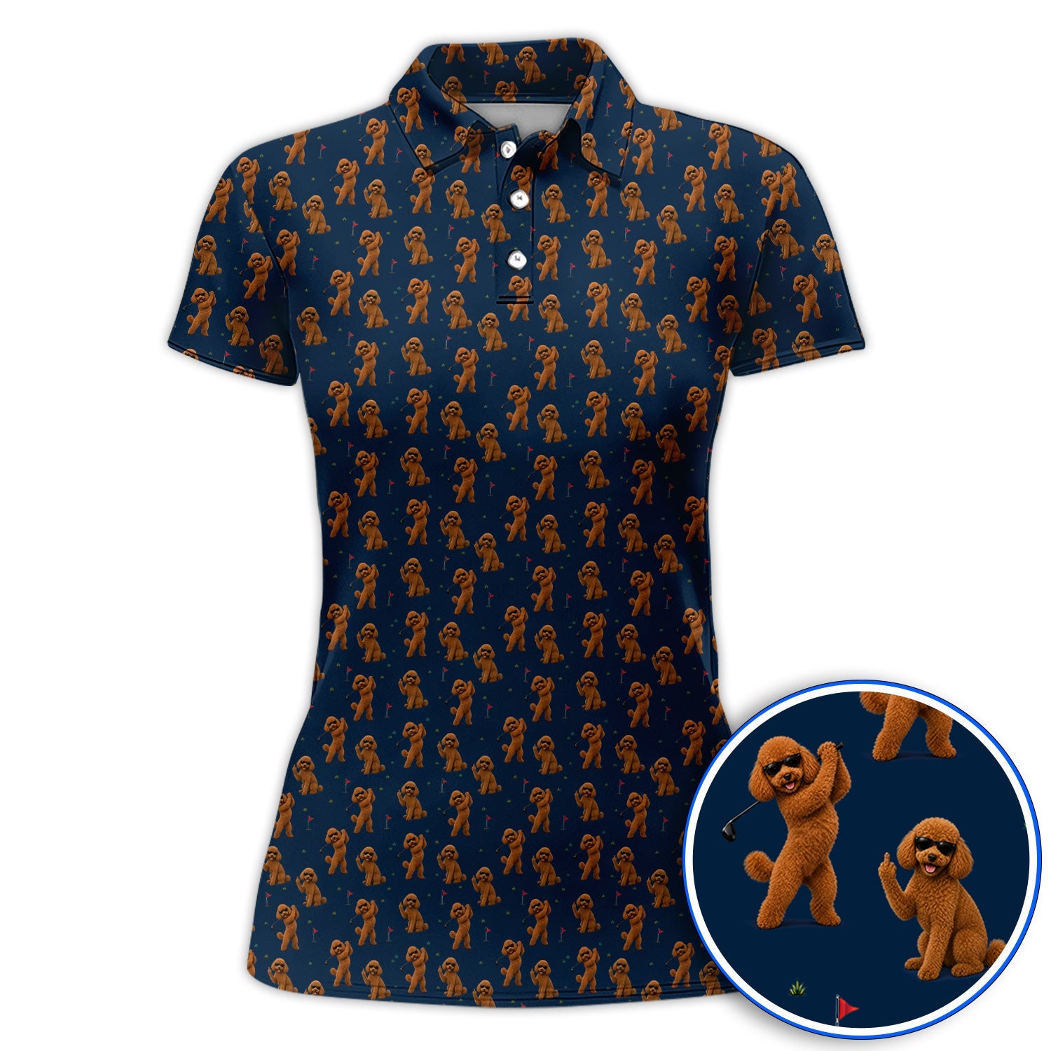 Funny Poodle Pattern Golf Polos, Cool Poodle Dog Golf Shirt, Perfect Golf Gift For Golfer