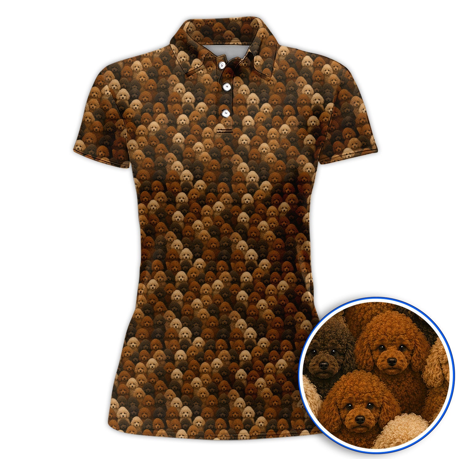 Funny Poodle Pattern Golf Polos, Poodle Dog Golf Shirt, Golfer Dog Lover Gift
