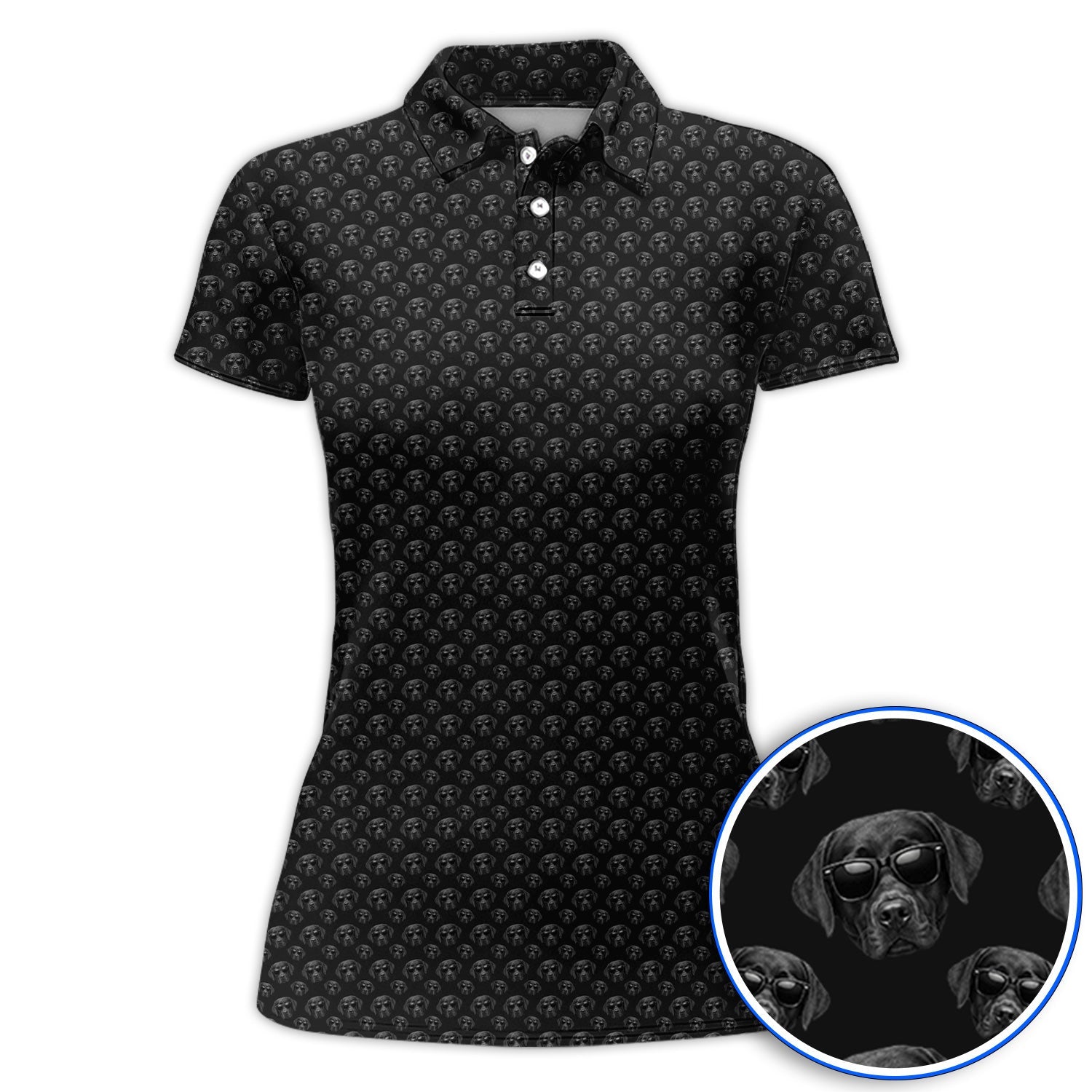 Labrador Retriever Golf Shirt, Black Lab Sunglasses Pattern Polos, Funny Golf Gift For Dog Lover