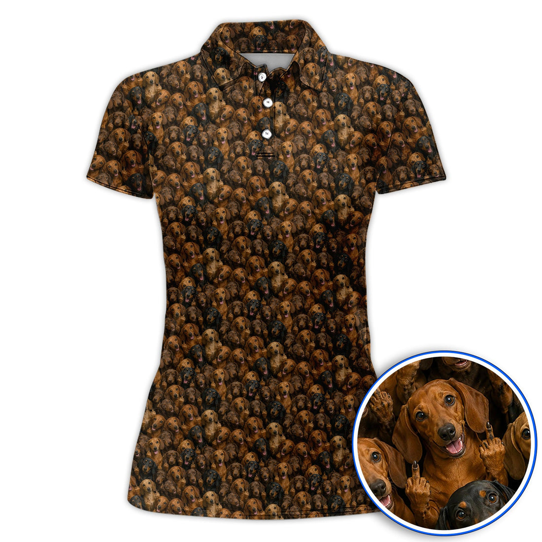 Funny Dachshund Golf Shirt, Wiener Dog Pattern Golf Polos, Doxie Lover Gift For Golfer