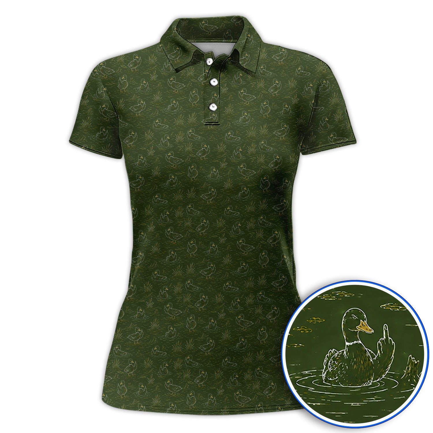 Funny Duck Hunting Golf Polos, Vintage Waterfowl Pattern Golf Shirt, Golf Gift For Golfer