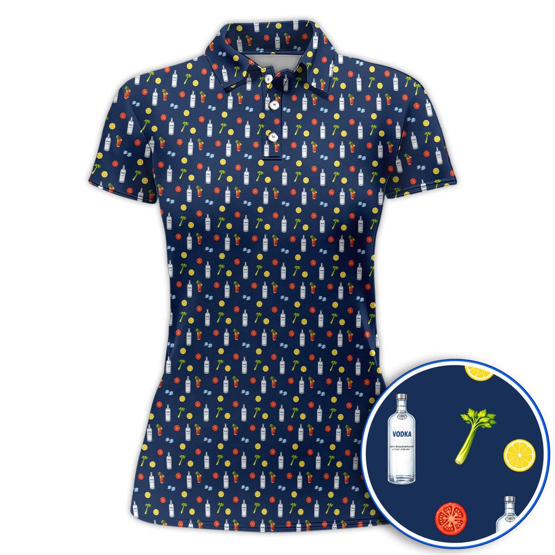 Bloody Mary Cocktail Golf Polos, Funny Golfer Drink Pattern Shirt, Country Club Golf Apparel