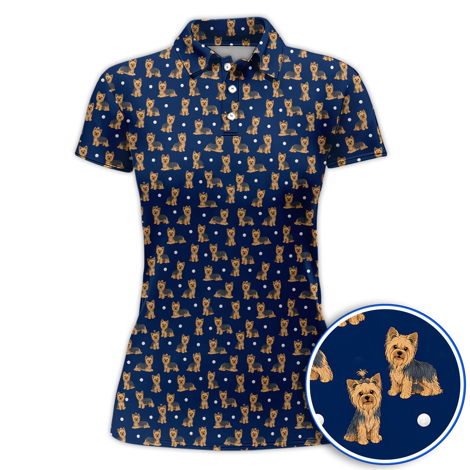 Yorkshire Terrier Golf Polos, Cute Yorkie Pattern Golf Shirt, Dog Lover Golf Gift