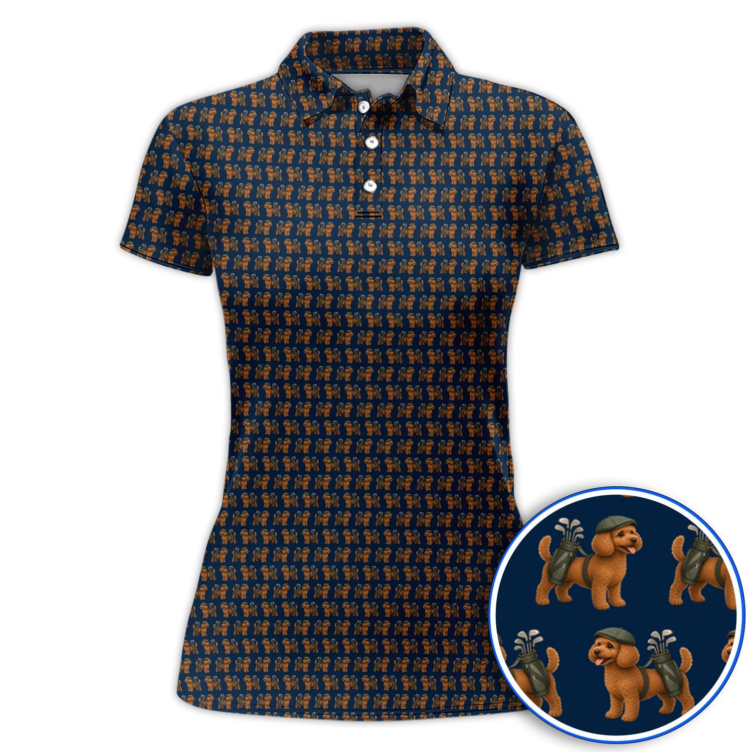 Funny Dog Pattern Golf Shirt, Poodle Golf Polos, Golf Gift For Golfer