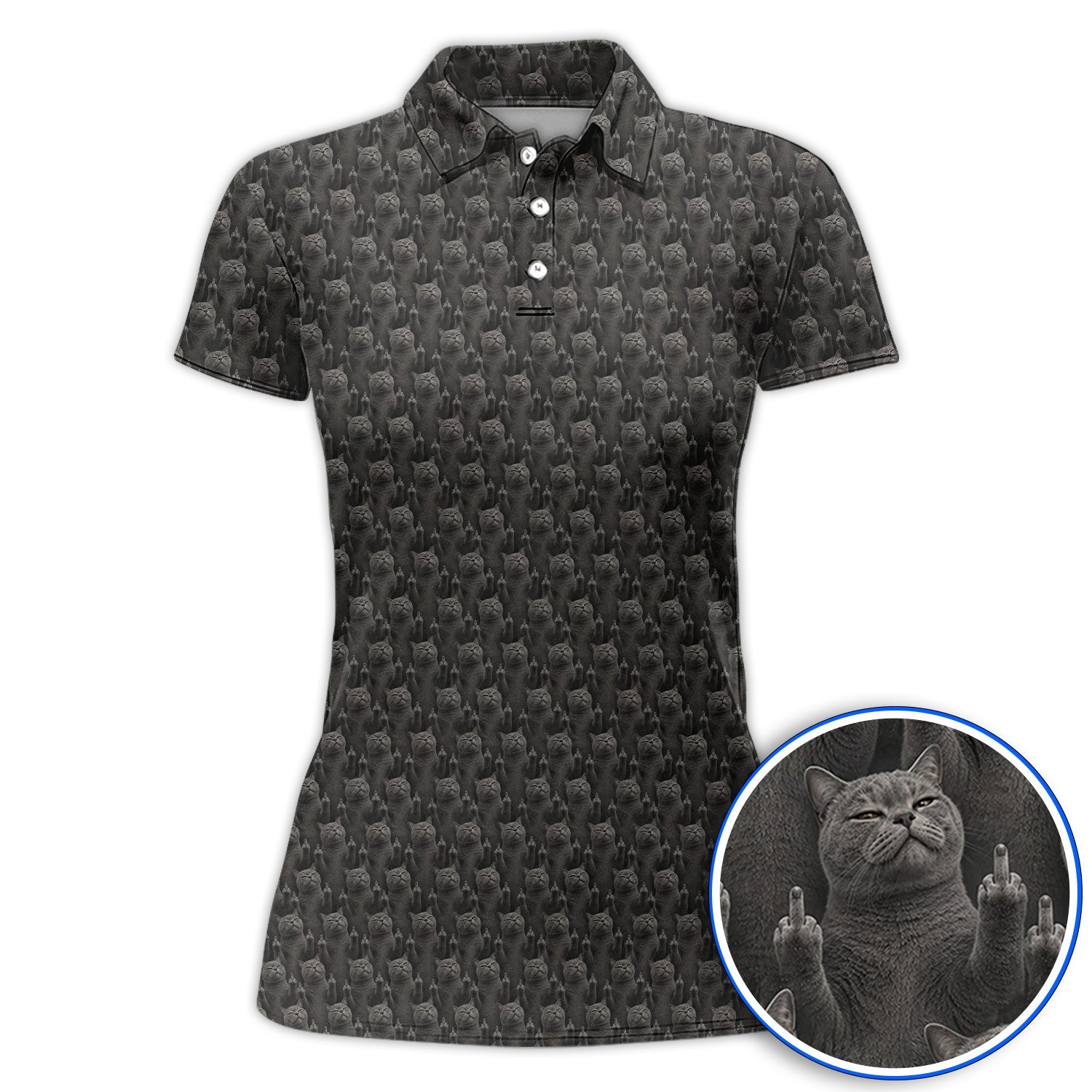 Cat Pattern Golf Polos, Funny Cats Golf Shirt, Cat Lover Golf Shirts