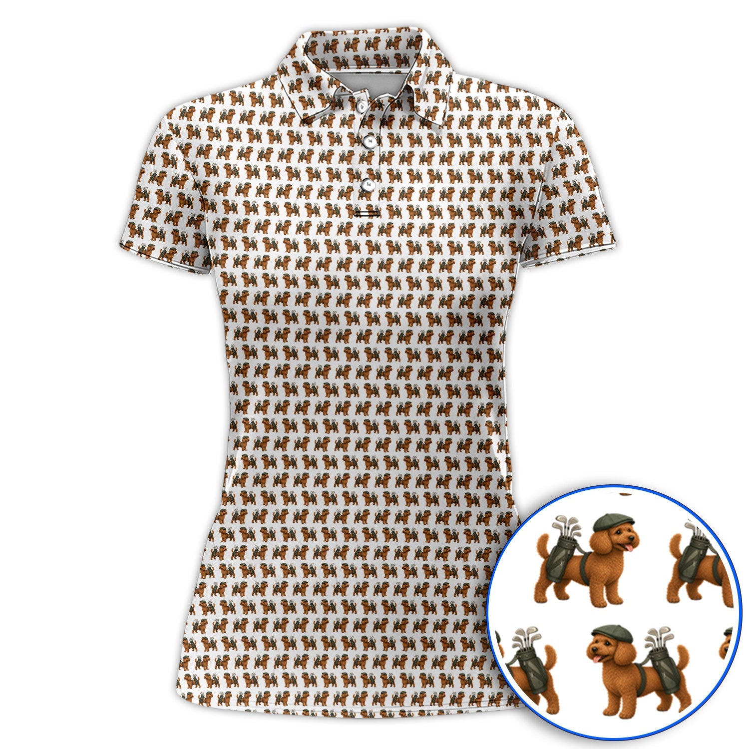 Funny Dog Pattern Golf Shirt, Poodle Golf Polos, Golf Gift For Golfer