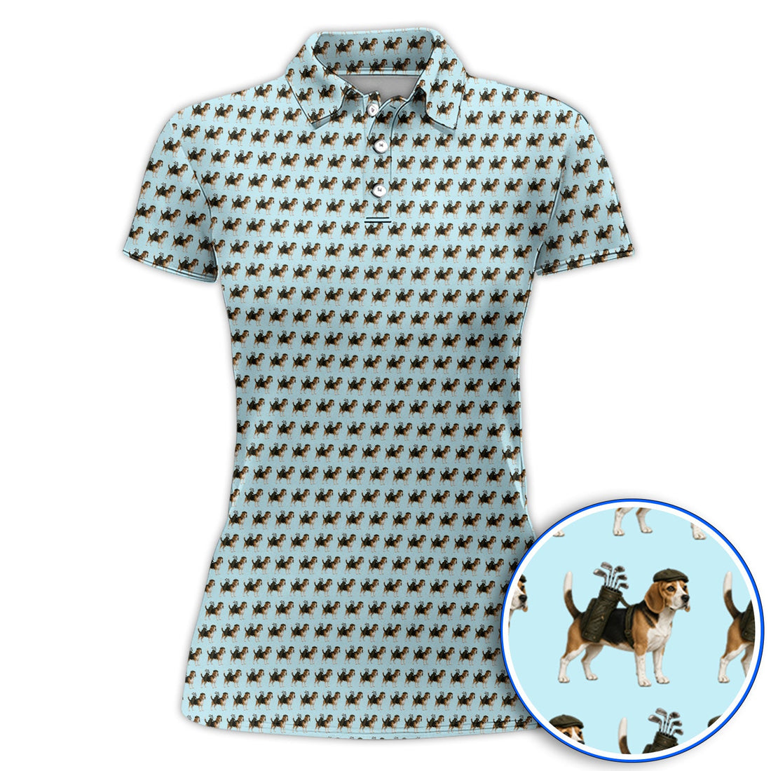 Classic Beagle Pattern Golf Polos, Beagle Dog Golf Shirt, Crazy Golf Gift For Golfer