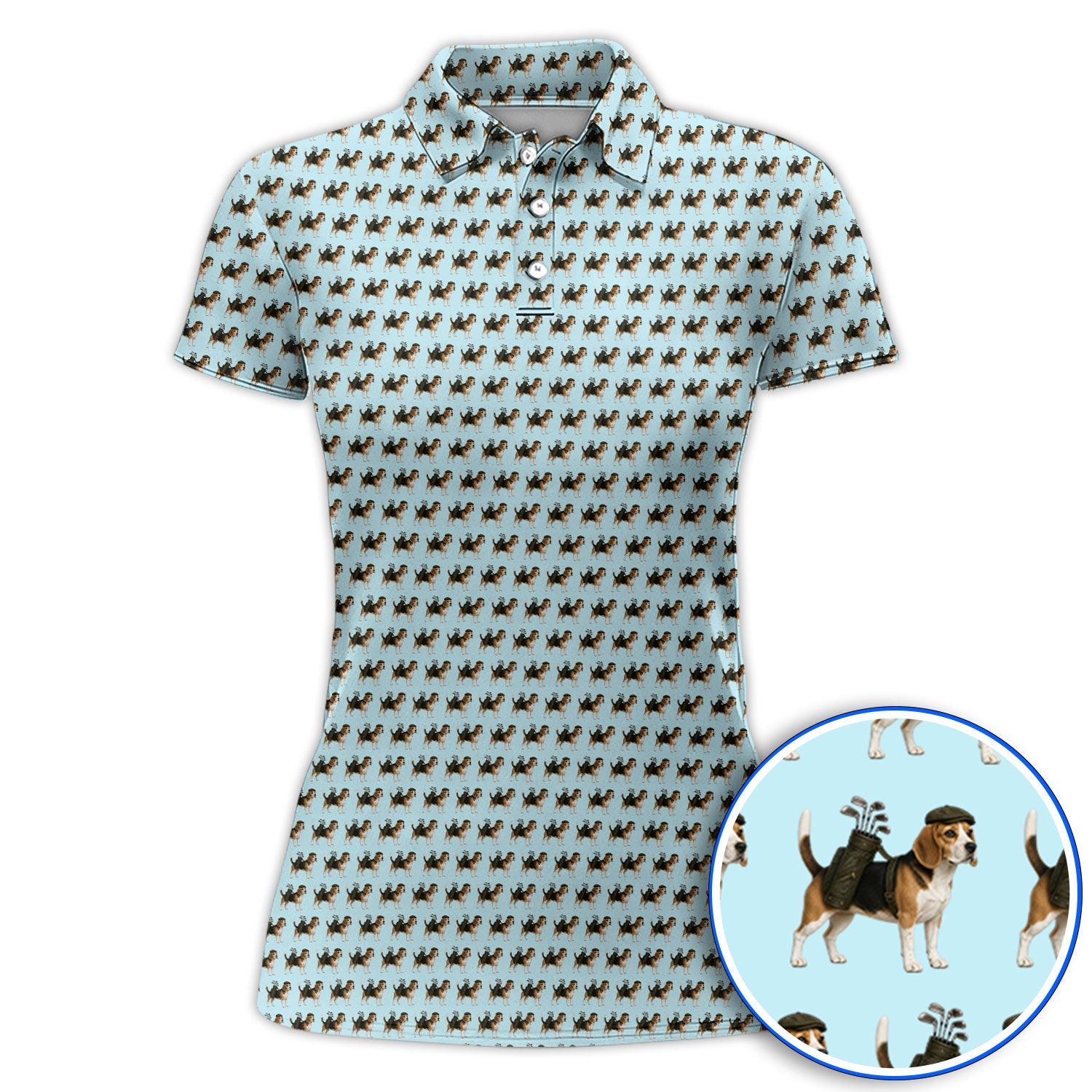 Classic Beagle Pattern Golf Polos, Beagle Dog Golf Shirt, Crazy Golf Gift For Golfer