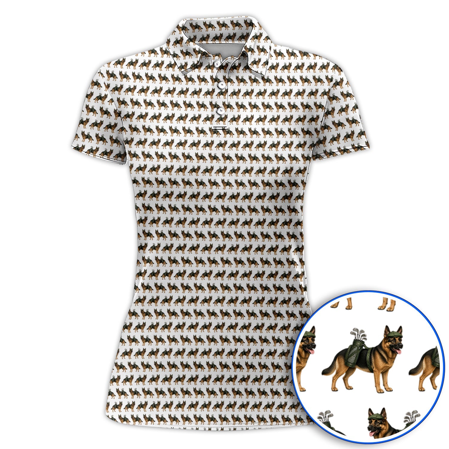 German Shepherd Golf Polos, Dog Lover Pattern Golf Shirt, Funny Golfer Dog Gift