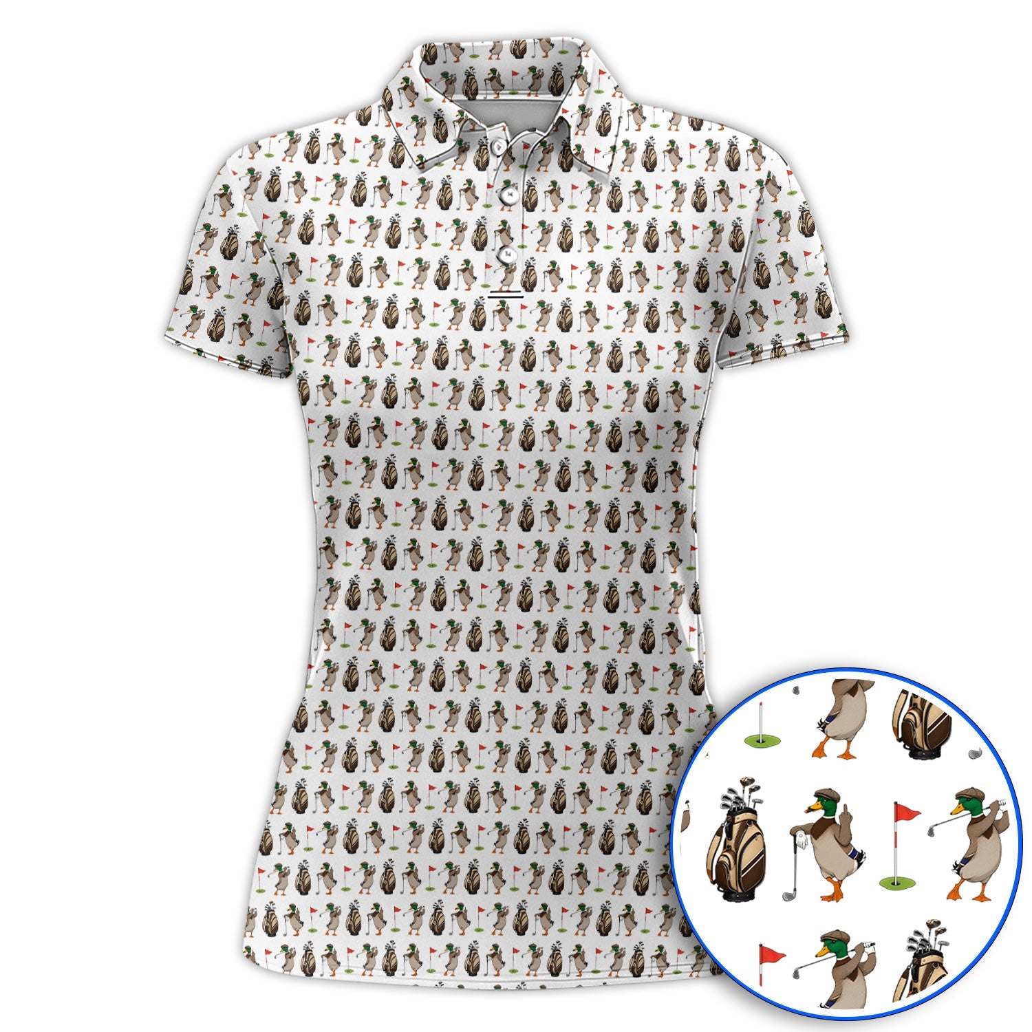 Mallard Duck Golf Shirt, Funny Waterfowl Pattern Golf Polos, Perfect Gift for Golfers & Duck Hunters