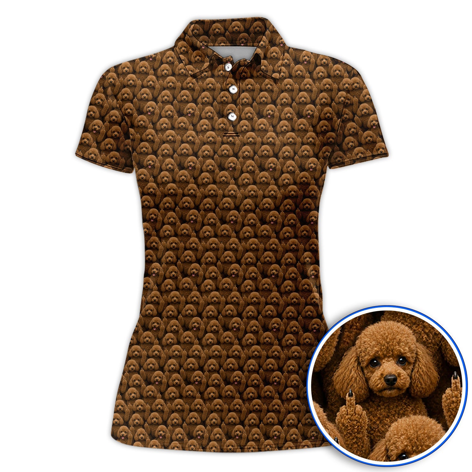Poodle Dog Golf Polos, Funny Poodle Pattern Golf Shirt, Golf Gift For Golfer