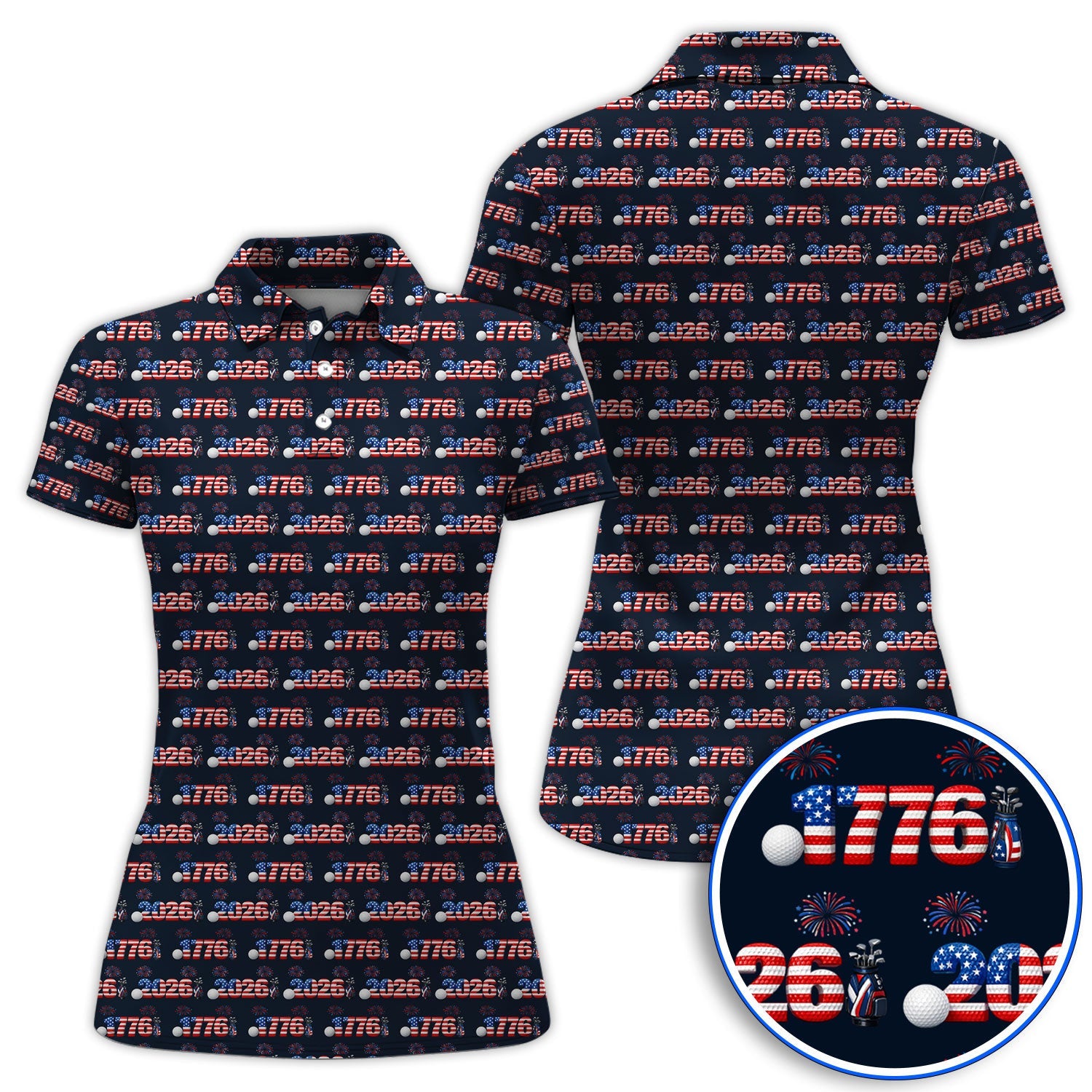 America 250th Anniversary Pattern Golf Polos, Patriotic Independence Day Golf Shirt, Men Golf Gift