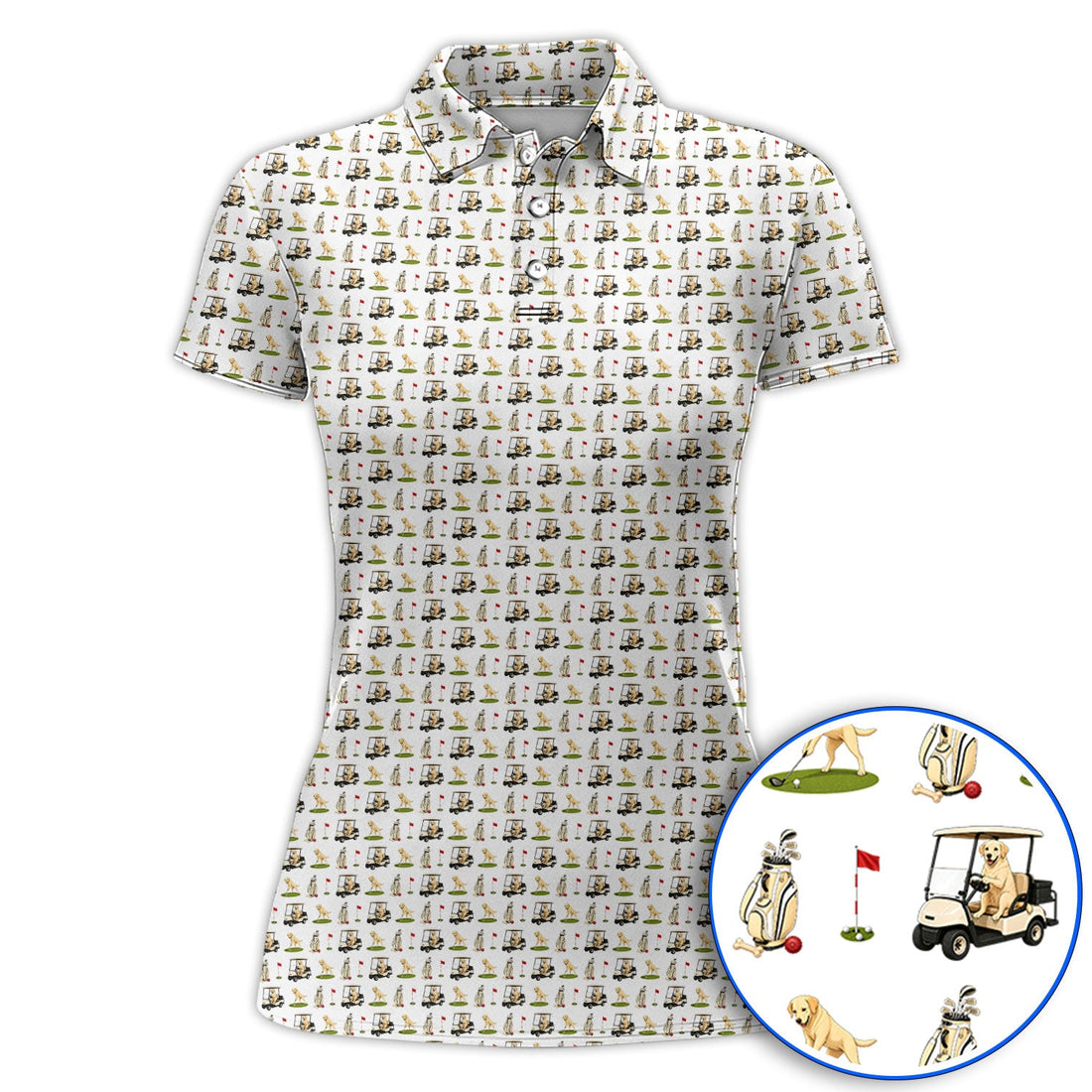 Funny Labrador Pattern Golf Shirt, Labrador Driving Golf Cart Polos, Unique Dog Lover Gift For Golfer