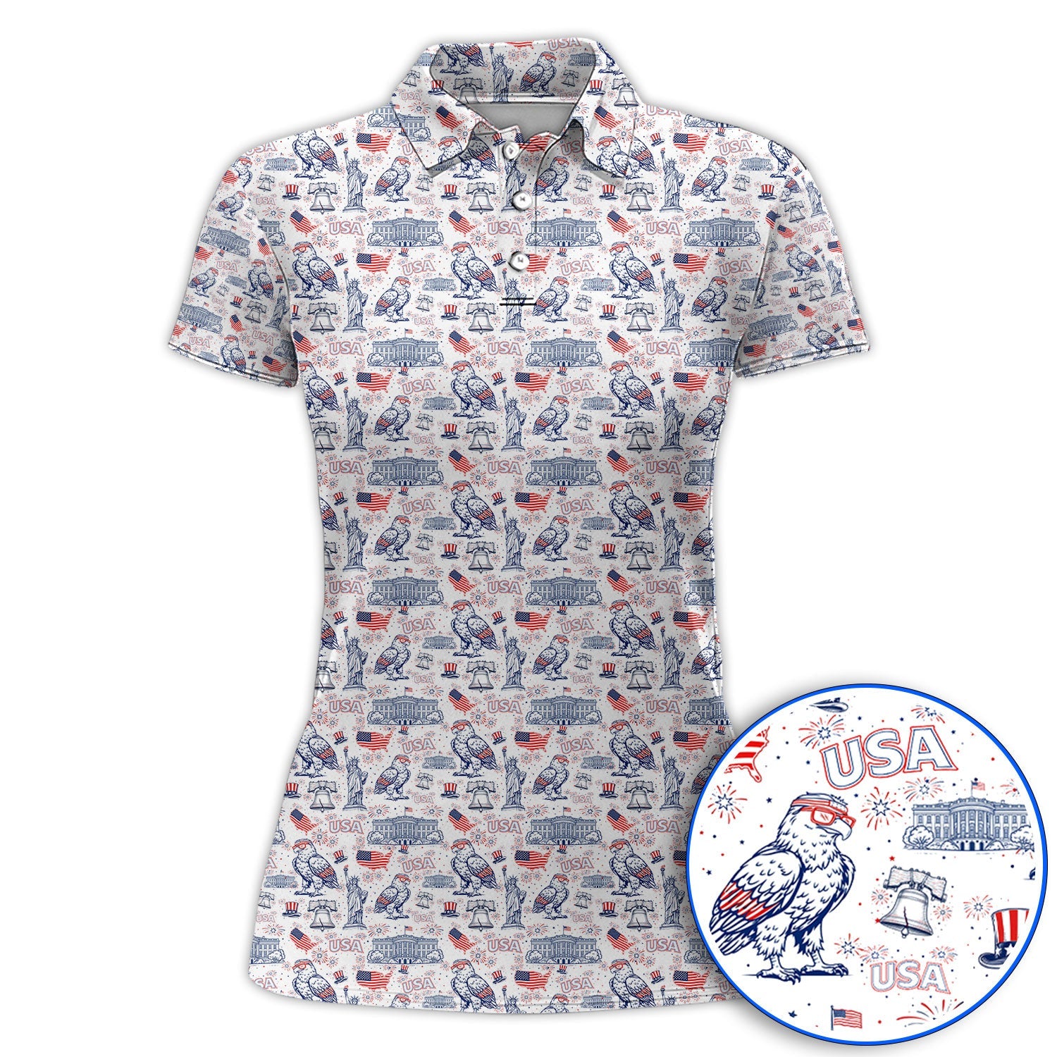 America 250th Patriotic Golf Polos, USA Eagle Pattern Golf Shirt For Golfer, Crazy Golf Shirt