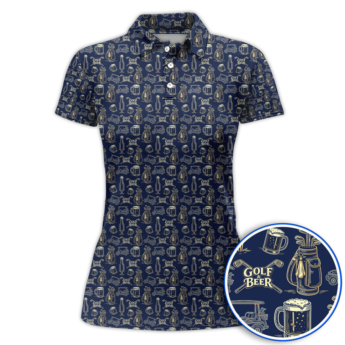 Golf And Beer Pattern Polos, Crazy Golf Shirt For Golfer, Men Golf Gift