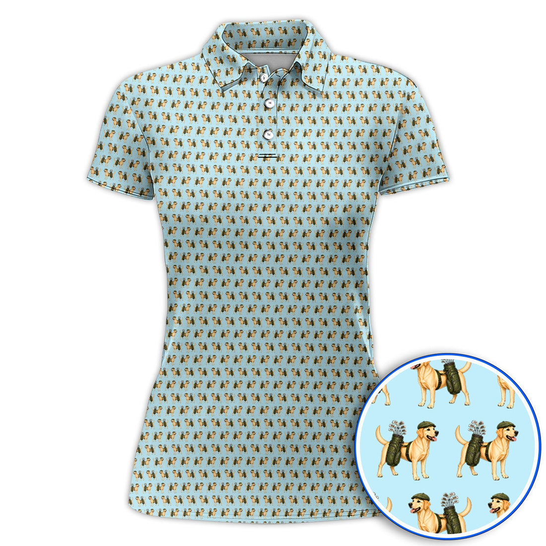 Funny Labrador Retriever Pattern Golf Shirt, Cute Yellow Lab Golf Polos For Pet Lover, Unique Golf Gift For Golfer