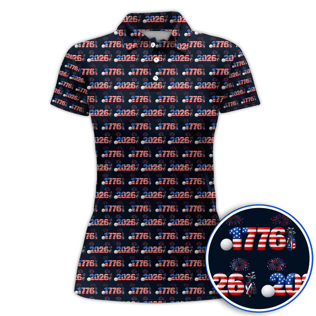 America 250th Anniversary Pattern Golf Polos, Patriotic Independence Day Golf Shirt, Men Golf Gift