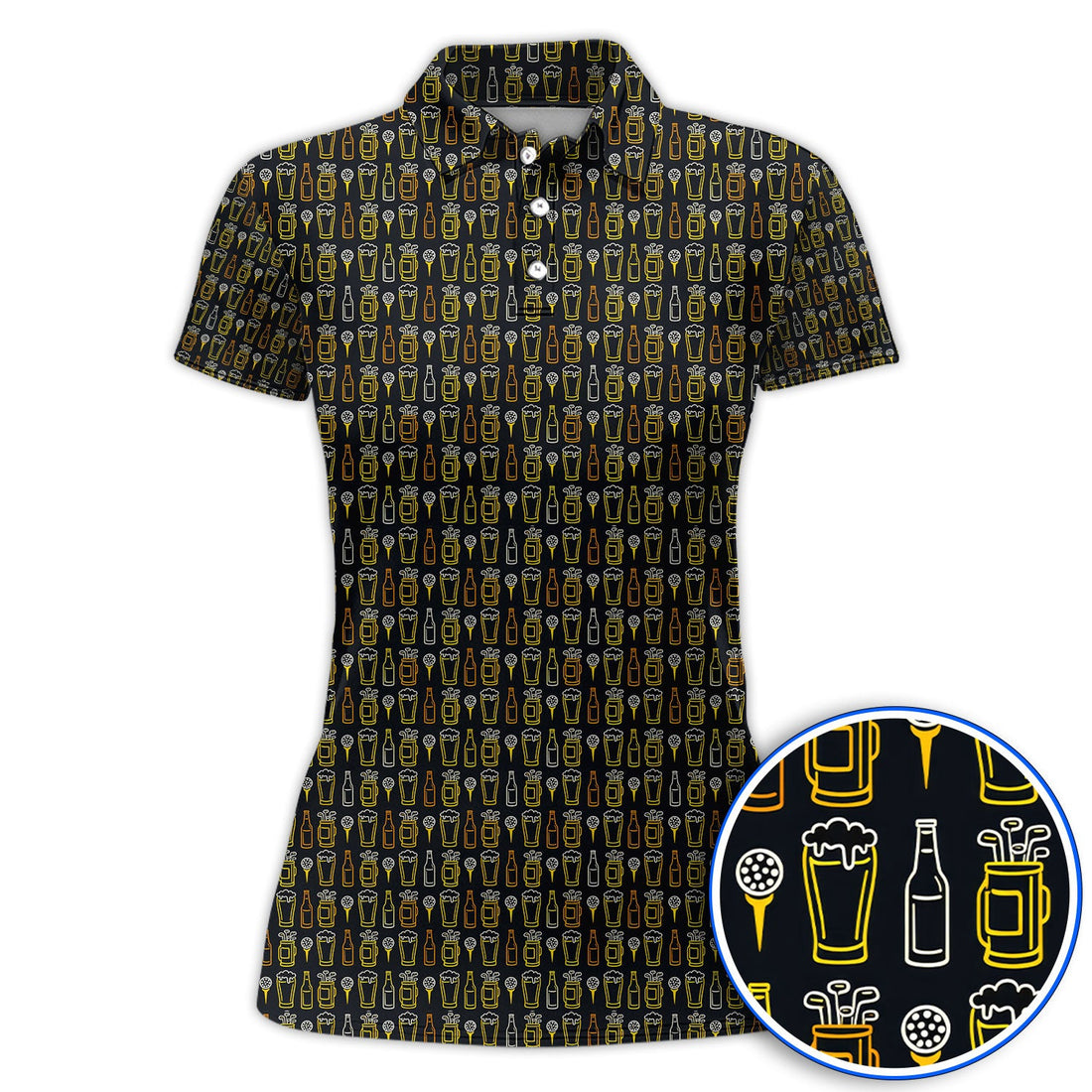 Funny Golf And Beer Pattern Shirt, Crazy Golf Polos For Men, Golf Gift For Golfer