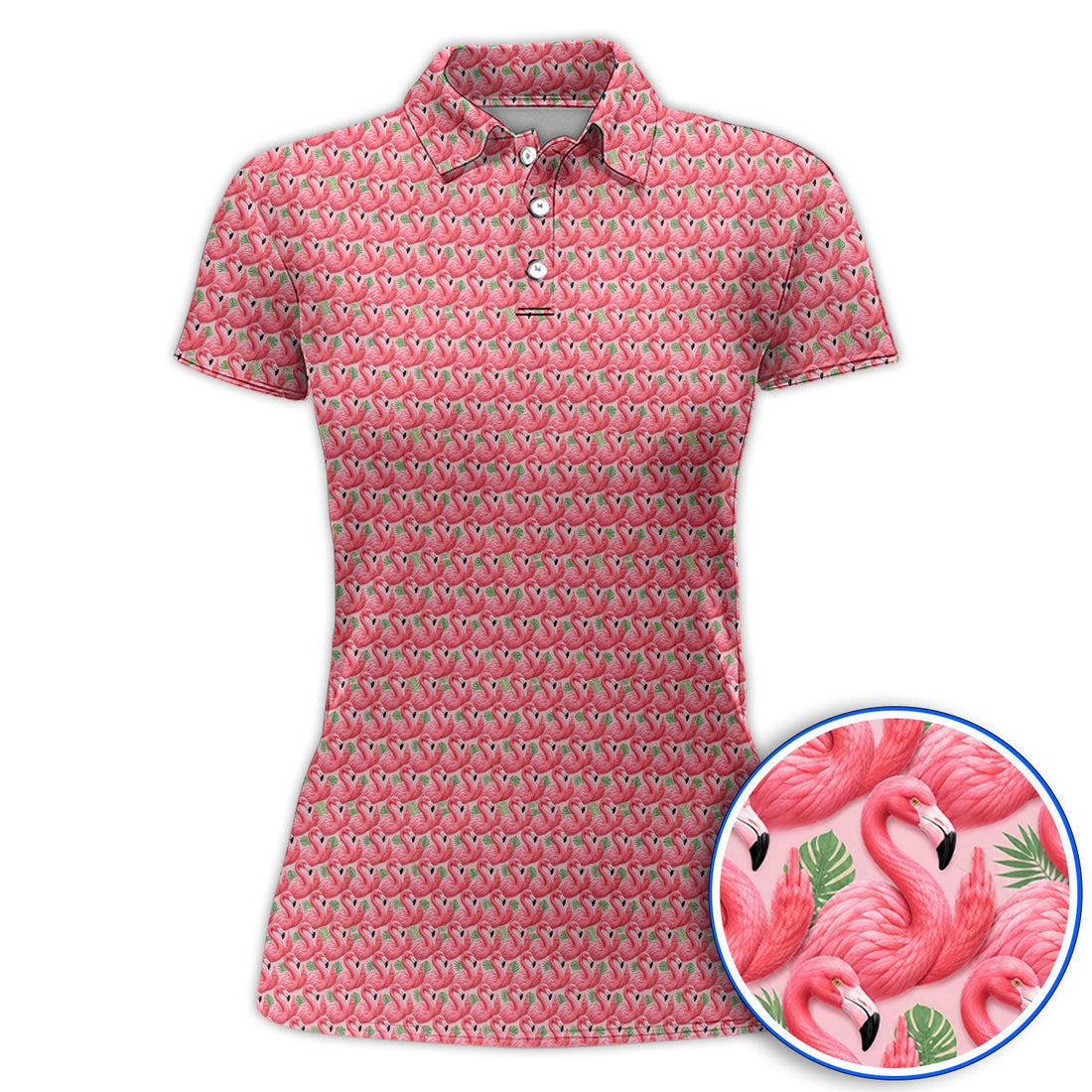 Crazy Flamingo Golf Polos, Pink Tropical Pattern Golf Shirt, Funny Golf Gift For Golfer