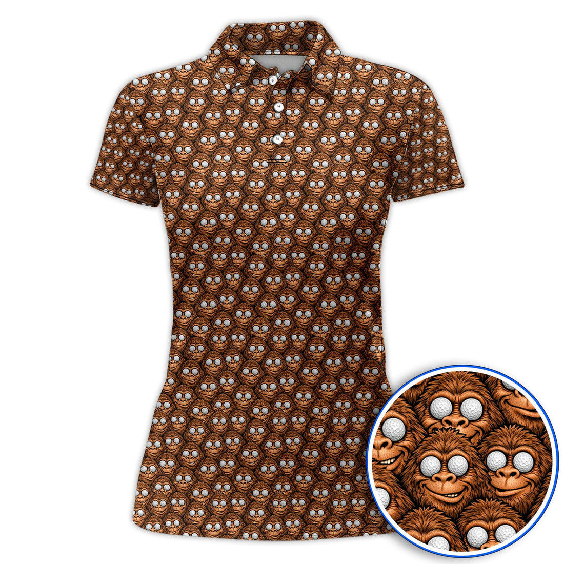 Crazy Bigfoot Pattern Golf Polos, Sasquatch Golf Shirt For Golfer, Funny Golf Gift For Men