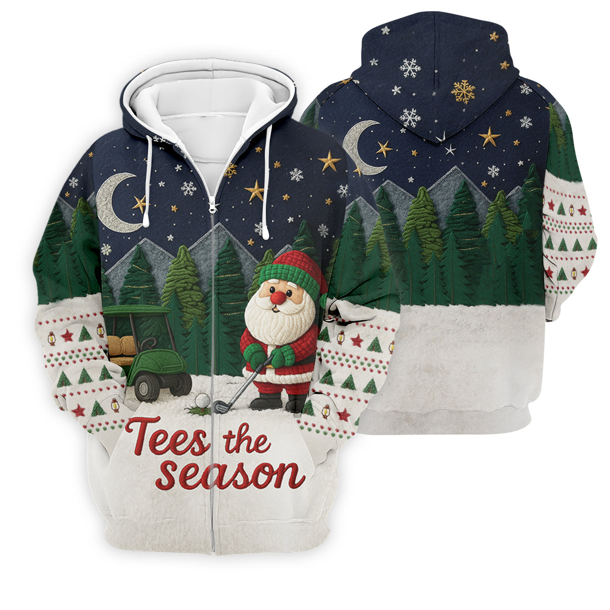 Santa Golfing Tees The Season Night Theme Golf Tops For Men, Christmas Golf Shirt, Polo Shirts For Men