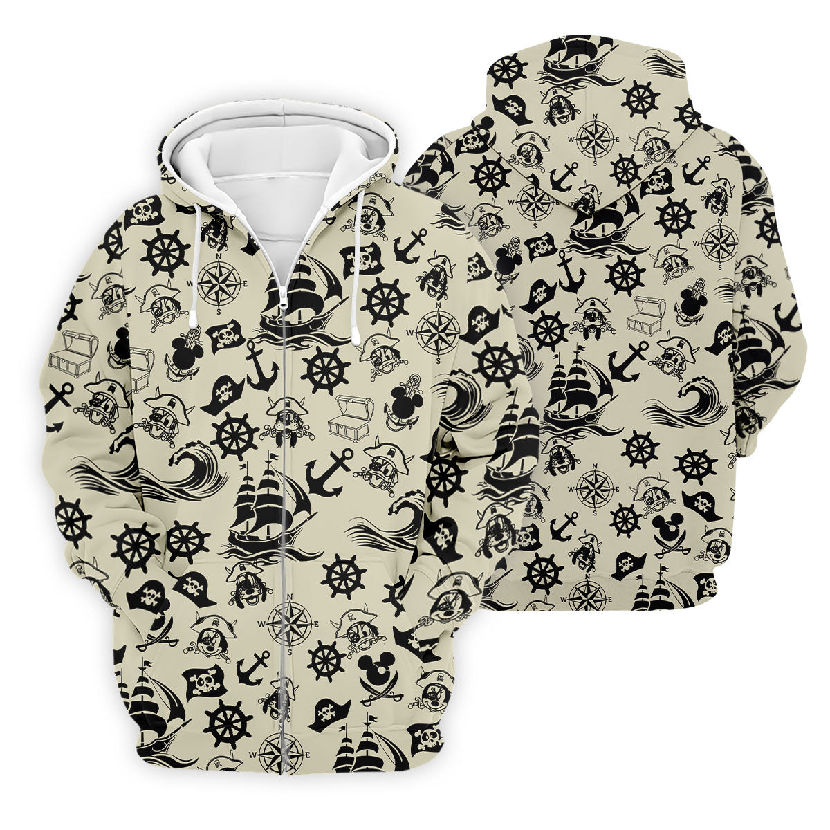 Vintage Pirate Nautical Pattern Golf Polo Shirt, Hawaiian Golf Shirt, Golf Polo Shirts For Men