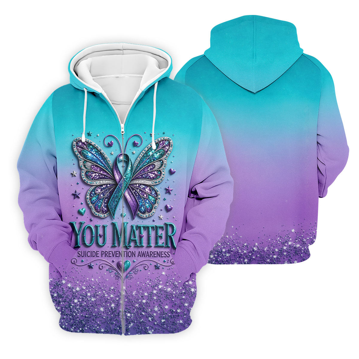 You Matter Suicide Prevention Awareness Butterfly Mens Golf Polo, Suicide Mens Golf Polo