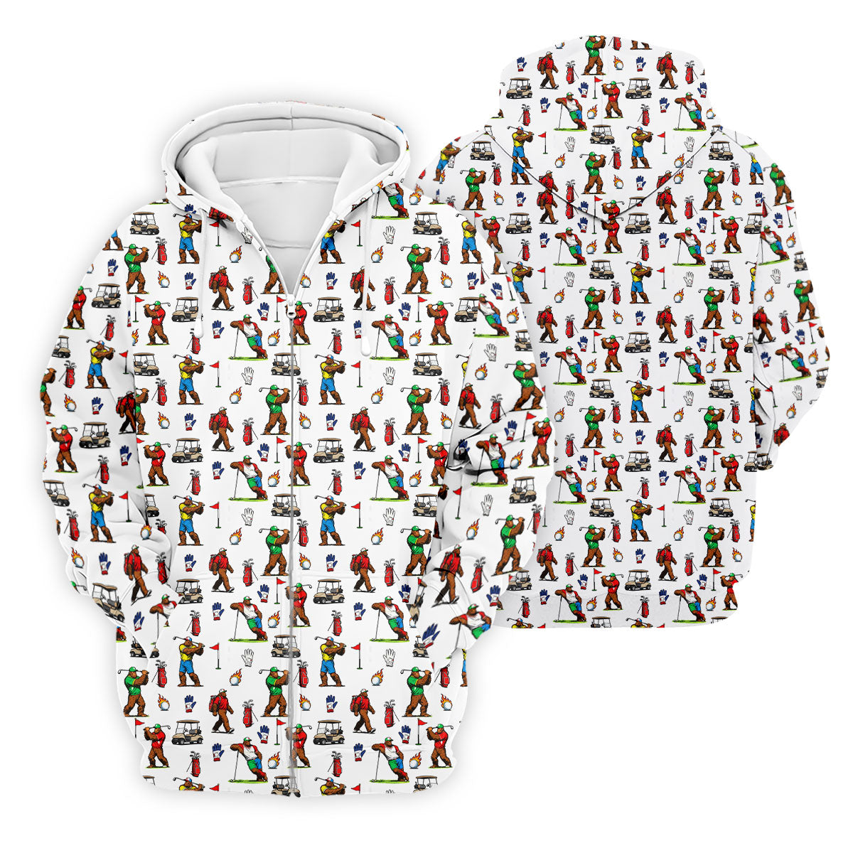 Bigfoot Golfer Pattern Men's Golf Shirt, Golf Polo Shirts For Men, Mens Golf Apparel